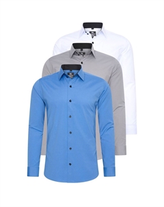 Рубашка (3 шт) с длинными рукавами, приталенного кроя, синий Rusty neal