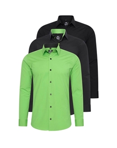 Рубашка (3 шт) с длинными рукавами, приталенного кроя, черный Rusty neal