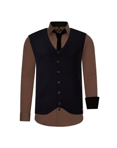 Рубашка с жилетом и галстуком, синий Rusty neal