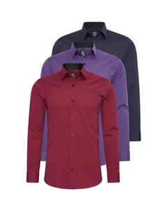 Рубашка (3 шт) с длинными рукавами, приталенного кроя, фиолетовый Rusty neal