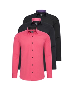 Рубашка (3 шт) с длинными рукавами, приталенного кроя, розовый Rusty neal