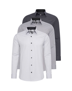 Рубашка (3 шт) с длинными рукавами, приталенного кроя, серый Rusty neal