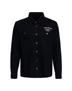 Рубашка с длинными рукавами и яркой вышивкой Ride Free Live Free на спине, черный King kerosin