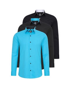 Рубашка (3 шт) с длинными рукавами, приталенного кроя, синий Rusty neal