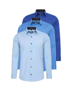 Рубашка (3 шт) с длинными рукавами, приталенного кроя, синий Rusty neal