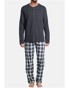 Пижама Ночь и Дом, цвет Grau Kariert / Blau Schiesser