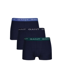 Мужские плавки, 3 шт: боксеры, хлопок стрейч, логотип, однотонный, синий Gant
