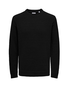 Вязаный свитер "Итан", манжеты в рубчик, мужской, цвет 187679 Black Only & sons