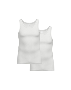 Майки мужские, 2 шт - двойная упаковка, двойная резинка, удлиненная спинка, хлопок, белый Ammann
