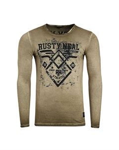 Рубашка с длинными рукавами и принтом спереди, хаки Rusty neal