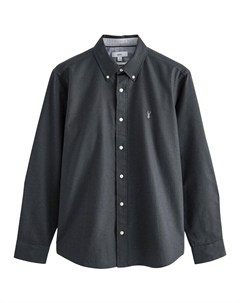 Повседневная рубашка Slim fit Button Up Shirt, темно-серый Next