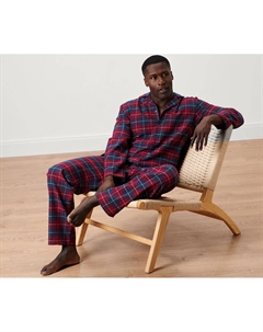 Фланелевая пижама синего и бордового цвета Tchibo