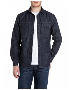 Рубашка Hemd 6.5 OZ DEEP BLUE DENIM, синий Replay