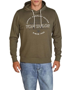 Пуловер Pullover Printed Hoodie, оливковый Tom tailor