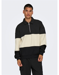 Пуловер Pullover Sweatshirt Polokragen Locker geschnitten, черный Only & sons