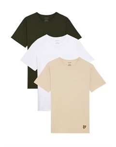 Футболка T-Shirt 3Er-Set, цвет Hellbeige/Weiß/Dunkelkhaki Lyle & scott