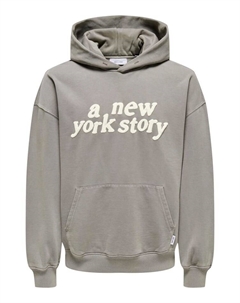 Толстовка Pullover Kapuze druck Känguru Tasche locker, серый Only & sons