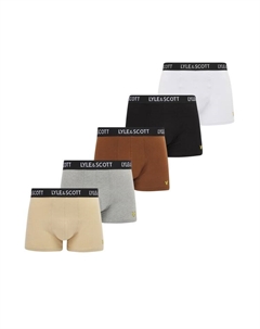 Трусы боксеры Trunks 5-Er Set, цвет Schwarz/Meliertes Grau/Dunkelbeige/Weiß/Braun Lyle & scott