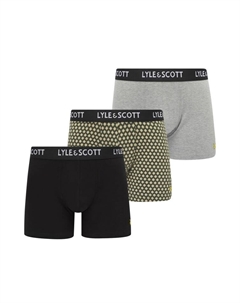 Трусы боксеры Boxer 3-Er Set, цвет Meliertes Grau/Dunkelgrün/Schwarz Lyle & scott