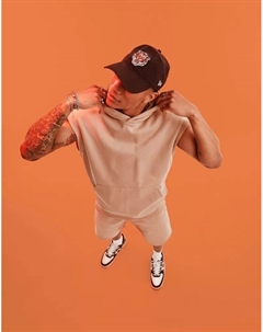 Бежевая тяжелая толстовка свободного кроя без рукавов Asos