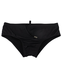 Элегантные черные плавки с оранжевым логотипом Dsquared2