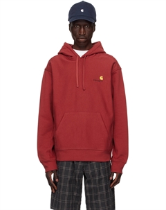 Красная толстовка с капюшоном с надписью American Script Carhartt work in progress