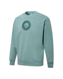 Толстовка downtown graphic crew tr living series logo embroidered pattern knit round neck pullover blue, бежевый Puma