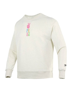 Толстовка funny logo printing sports training knit pullover white, белый Puma