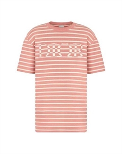 Футболка ss21 stripe letter pattern round collar male pink, розовый Dior