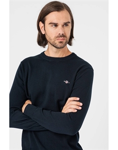 Классический свитер тонкой вязки с овальным вырезом горловины, синий Gant