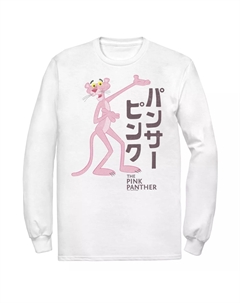 Мужская футболка с длинным рукавом и графическим логотипом Pink Panther Kanji Portrait Licensed character