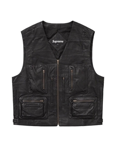 Жилет patchwork leather cargo vest 'black', черный Supreme