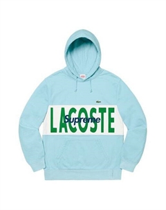 Толстовка fw19 week 5 x lacoste logo panel hooded sweatshirt logo, голубой Supreme
