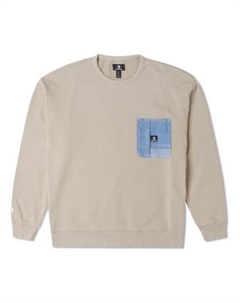 Свитер denim patchwork crew sweatshirt 'beach stone', серый Converse