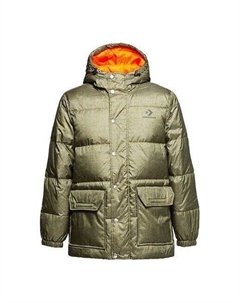 Куртка mid-length printed down puffer jacket 'metallic green', зеленый Converse
