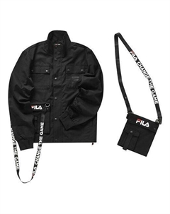 Куртка sports functional multiple pockets cargo stand collar woven jacket black, черный Fila fusion