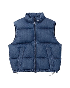 Жилет x nike denim puffer vest 'navy red white', синий Supreme