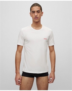 Комплект из трех хлопковых маек с принтом логотипа, черный Hugo