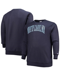 Мужской темно-синий флисовый пуловер с круглым вырезом на каблуках North Carolina Tar Heels Big & Tall с обратным плетением, толстовка Champion