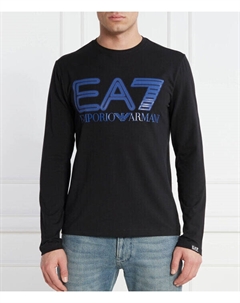 Лонгслив мужской с логотипом и длинными рукавами, черный Ea7