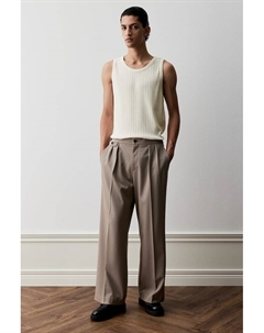 Майка приталенного кроя из трикотажа пуантель, бежевый H&m