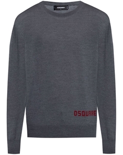 Джемпер с логотипом, вязка интарсией, серый Dsquared2