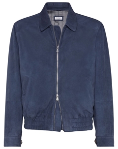 Замшевый бомбер, синий Brunello cucinelli