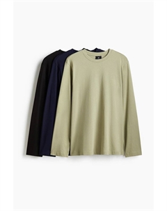 Комплект из 3 трикотажных рубашек стандартной посадки, черный H&m