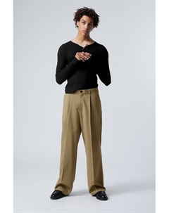 Костюмные брюки оверсайз uno, хаки Weekday