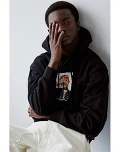 Худи оверсайз с принтом, черный H&m