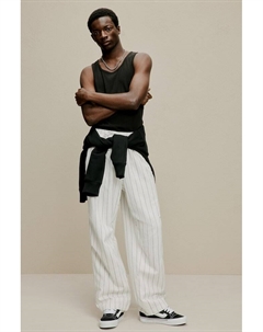 Саржевые брюки свободного кроя, белый H&m