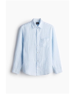 Льняная рубашка стандартного кроя, голубой H&m