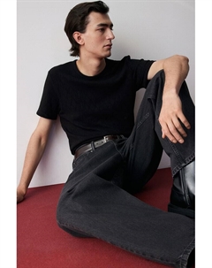 Облегающая фактурная футболка, черный H&m