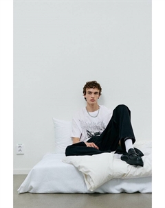 Футболка с принтом свободного кроя, белый H&m